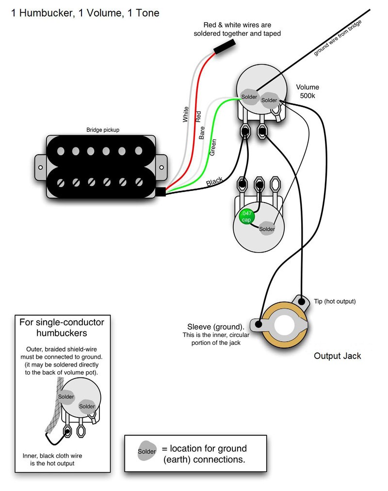 How To Wire 1 Humbucker 1 Volume 1 Tone Awesome