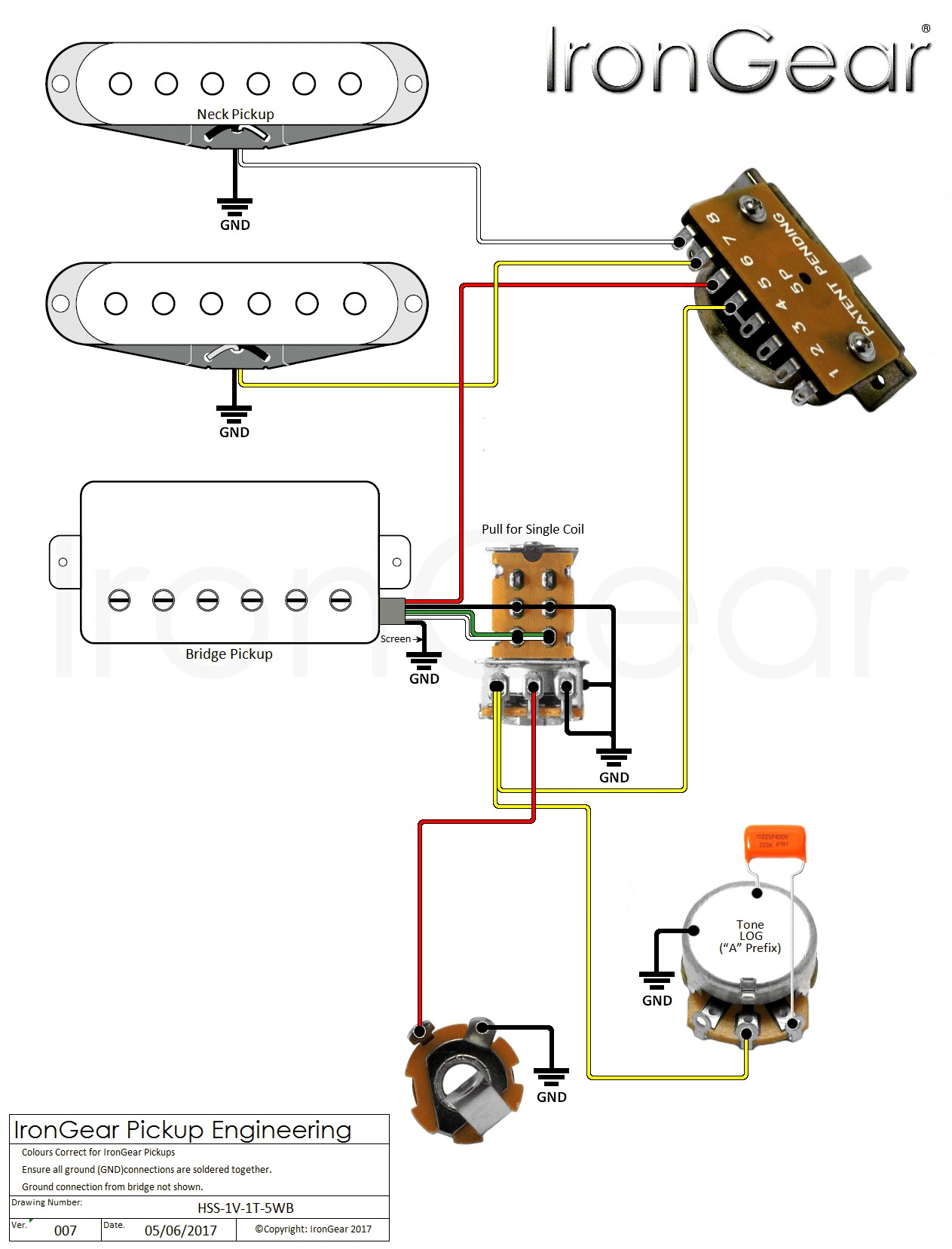 IronGear Pickups Wiring Guitar Wiring Diagram 2 Humbucker 1 Volume