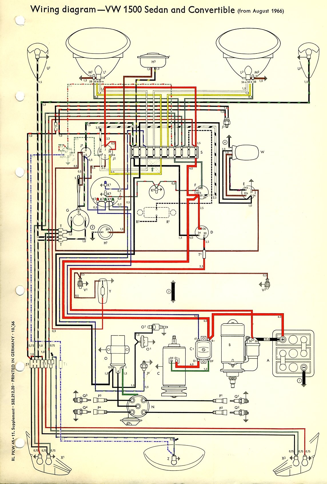 Thesamba Type 1 Wiring Diagrams VW New Beetle Fuse Locations 73 Vw Bug Fuse Box Wiring