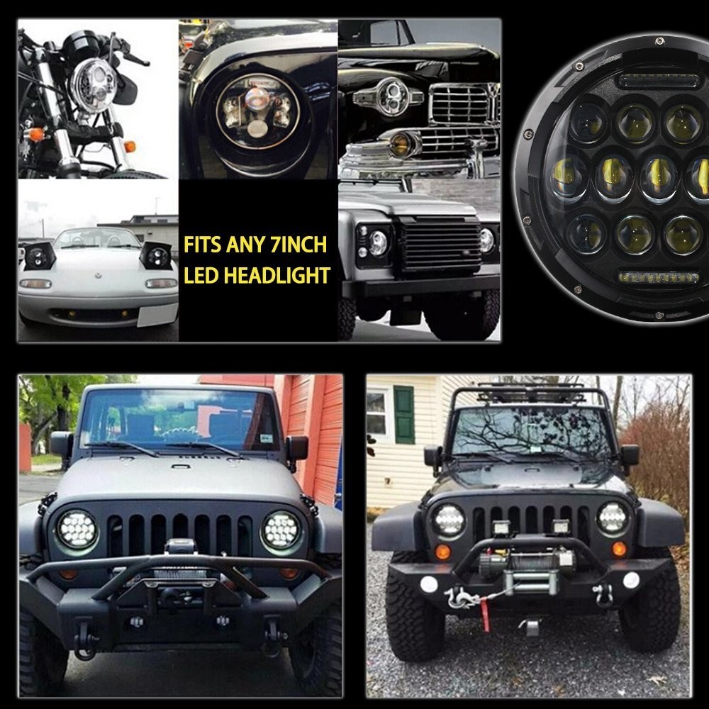 Amazon NIGHTEYE 7" 78W LED Headlight Round 6500k White DRL Hi Lo Beam for JEEP Wrangler JK TJ CJ Hummer with H4 to H13 Adapter pack of 1 Automotive