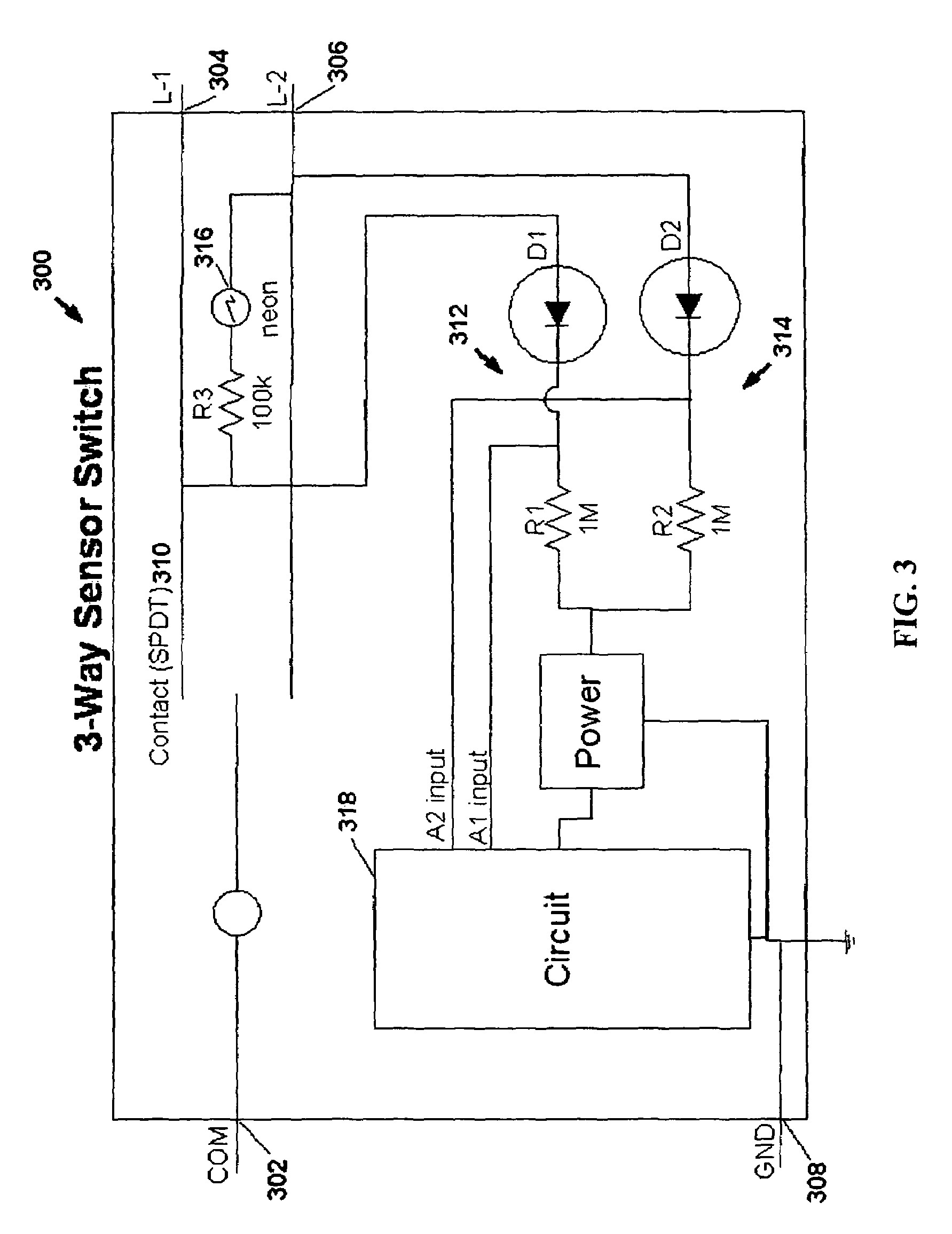 Patent US Motion Sensor Switch For 3 Way Light Circuit Pleasing Wiring Diagram