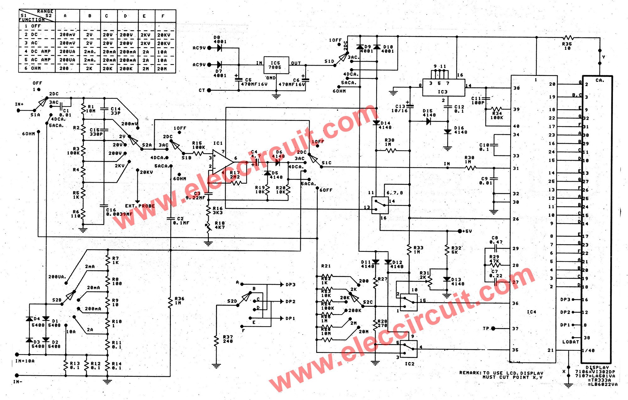 Digital Multimeter Circuit Using Icl7107 The Full Diagram dark detecting led circuit capacitor