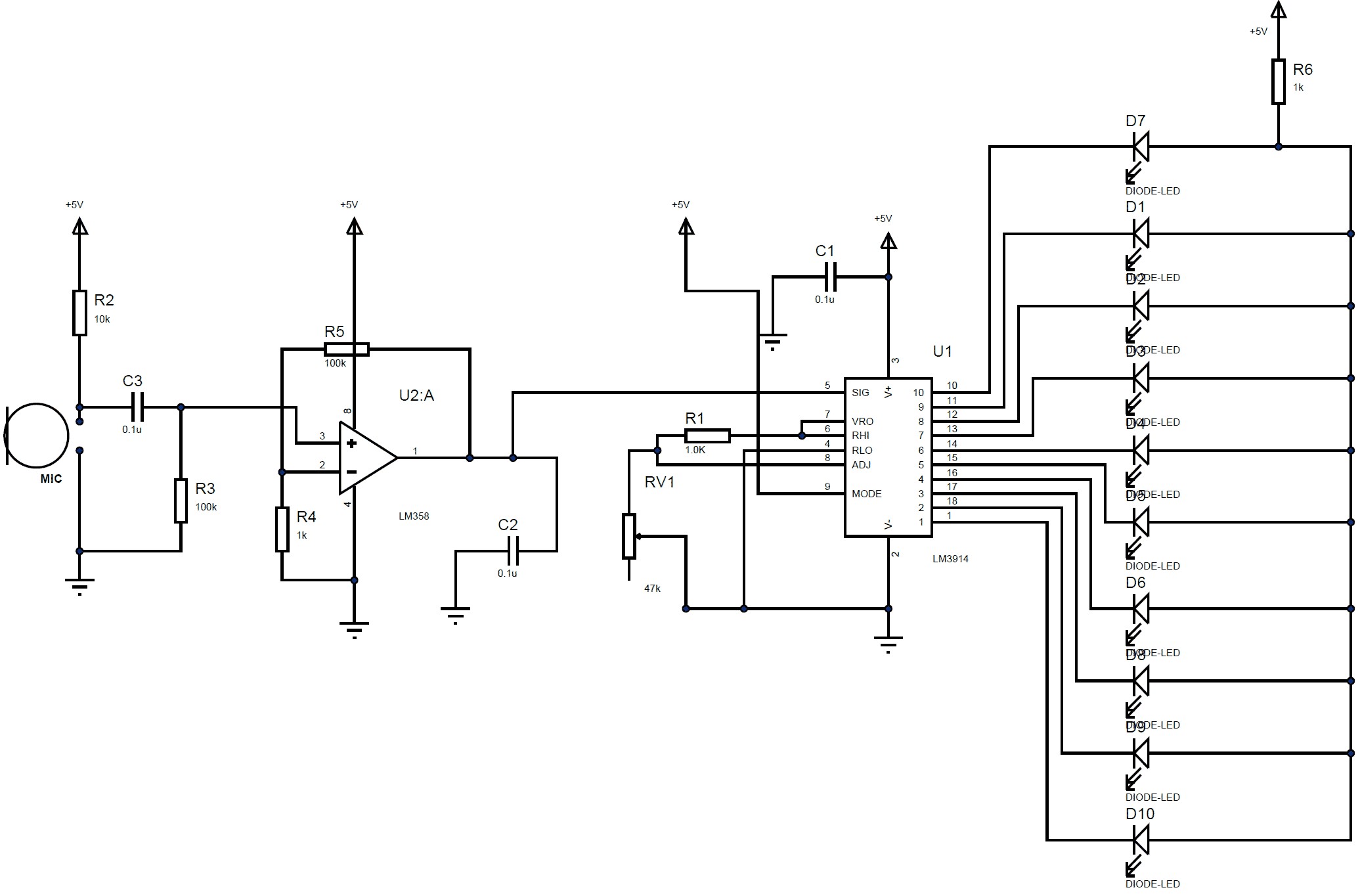Led Vu Meter Circuit Diagram Using Lm3914 And Lm358 voice changer circuit diagram circuit