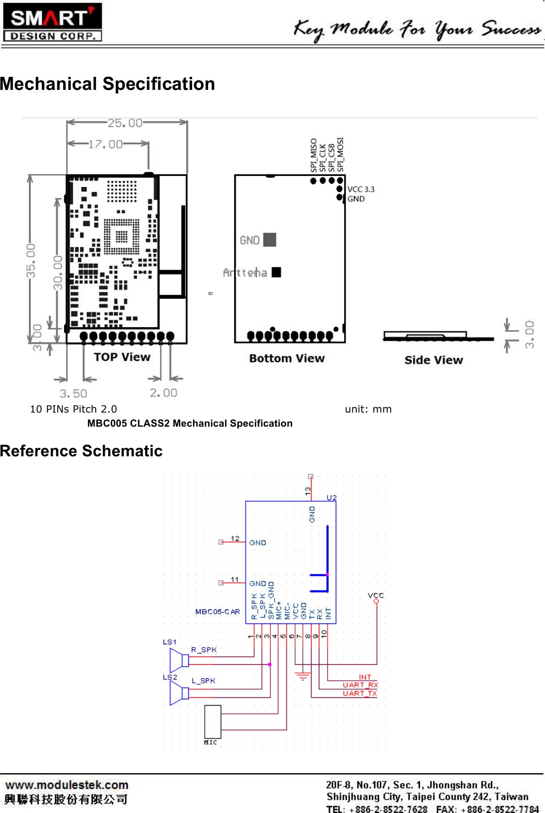 Page 6 of MBC005 Bluetooth module User Manual MBC005 SPEC X Media Tech Inc
