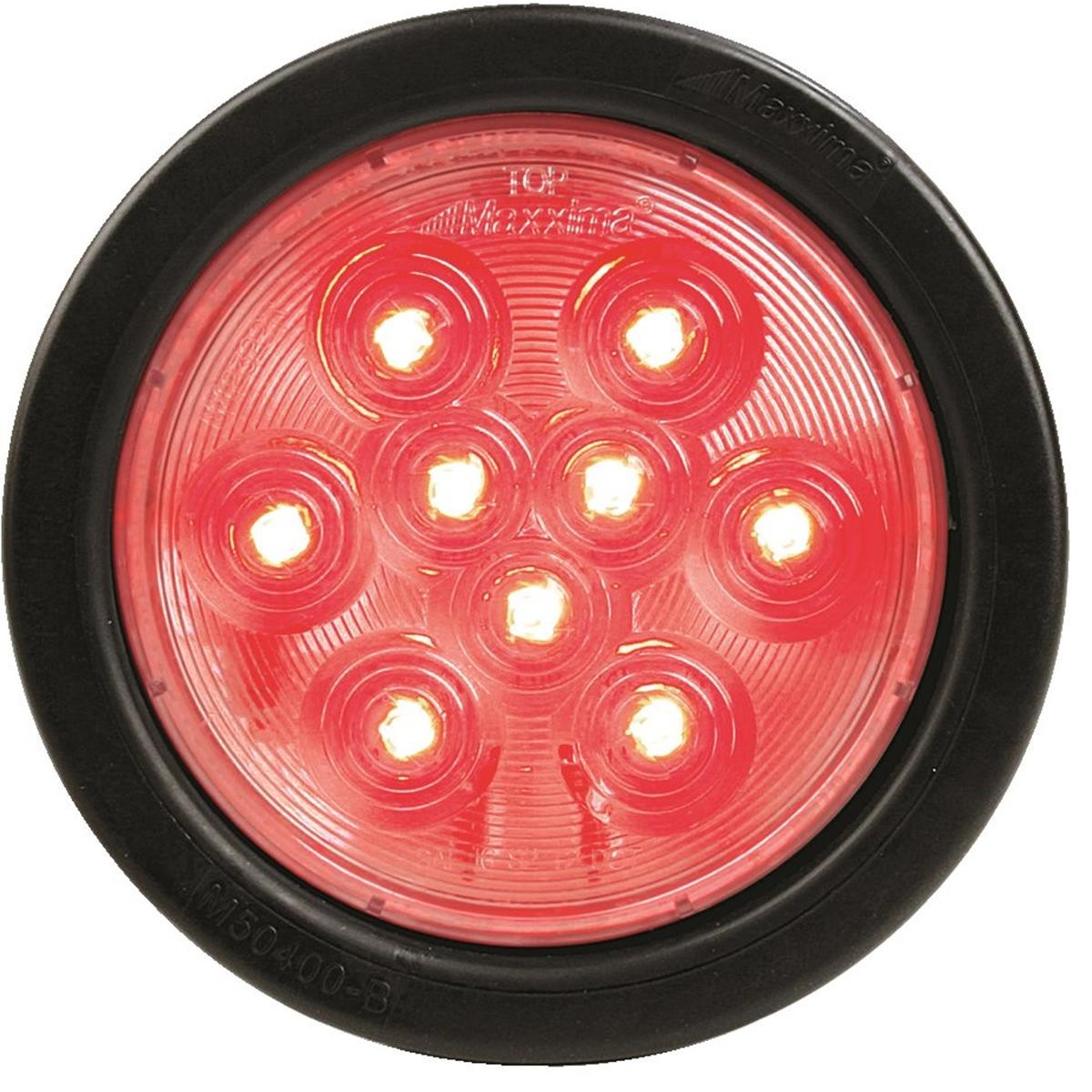 MAXXIMA LED Round Body Light w Clear Lens Red 4"
