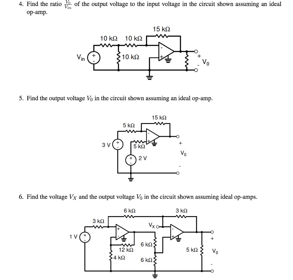 4 Find the ratio 212 of the output voltage to the input voltage in the