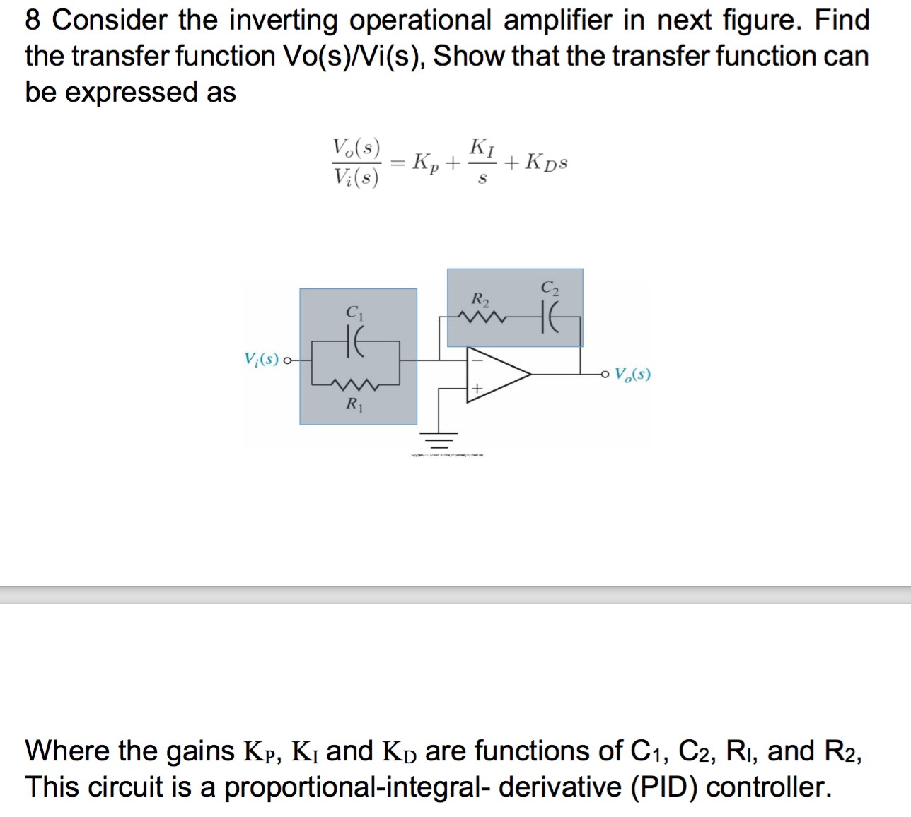 Consider the inverting operational amplifier in ne