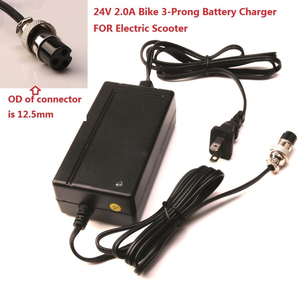 24V 2 0A Bike 3 Prong Battery Charger FOR Razor Electric Scooter adapter 3pins