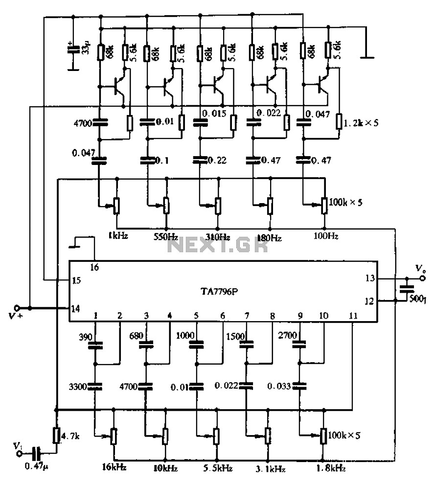 Using an external transistor ten band equalizer schematic