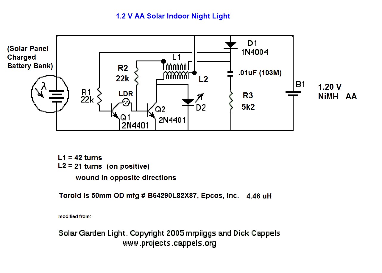 AA NiMH Ambient Light Solar Indoor Night Light Circuit 2 The Krell Lab