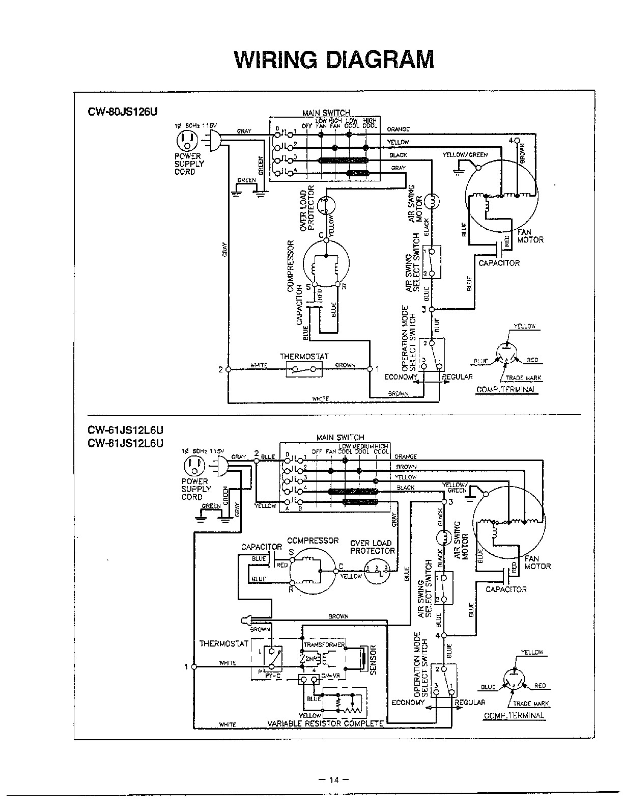 Wiring diagram evaporative air conditioner