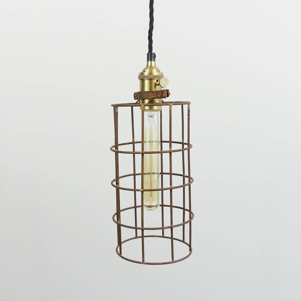 Industrial Rusted Wire Pendant Light Cylinder ORIGINAL Design