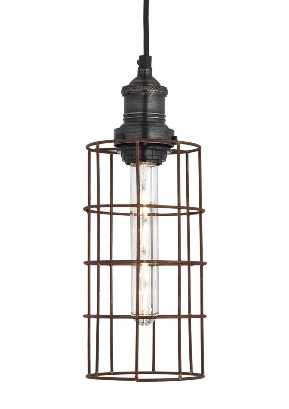 Our Simple Vintage Rusty Cage Wire Pendant Light by Industville is a beautiful handcrafted cylinder shaped