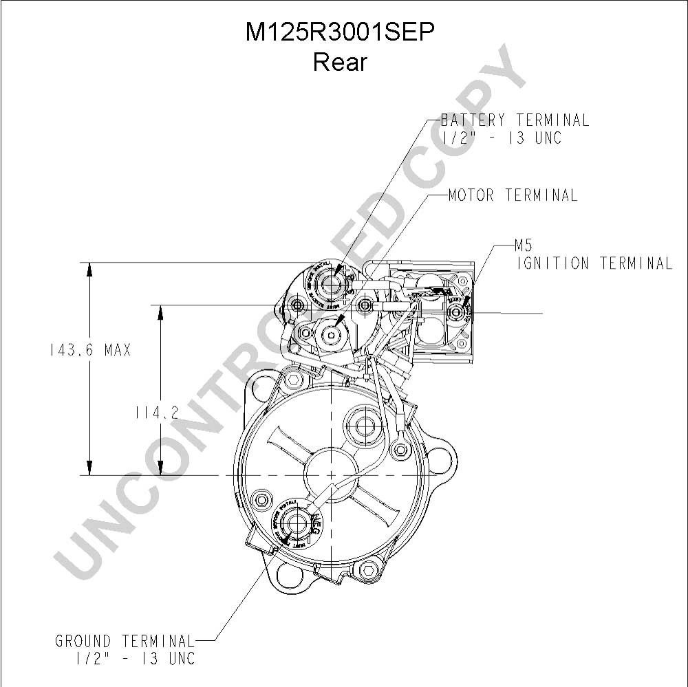 M125R3001SEP Rear Dim Drawing
