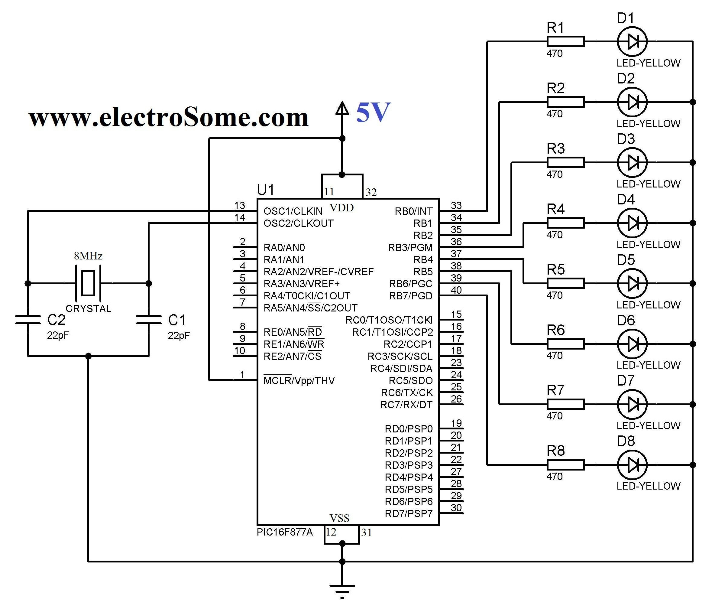 Blinking Led Using Pic Microcontroller Hi Tech C piler And Mplab Circuit Diagram electrical symbol