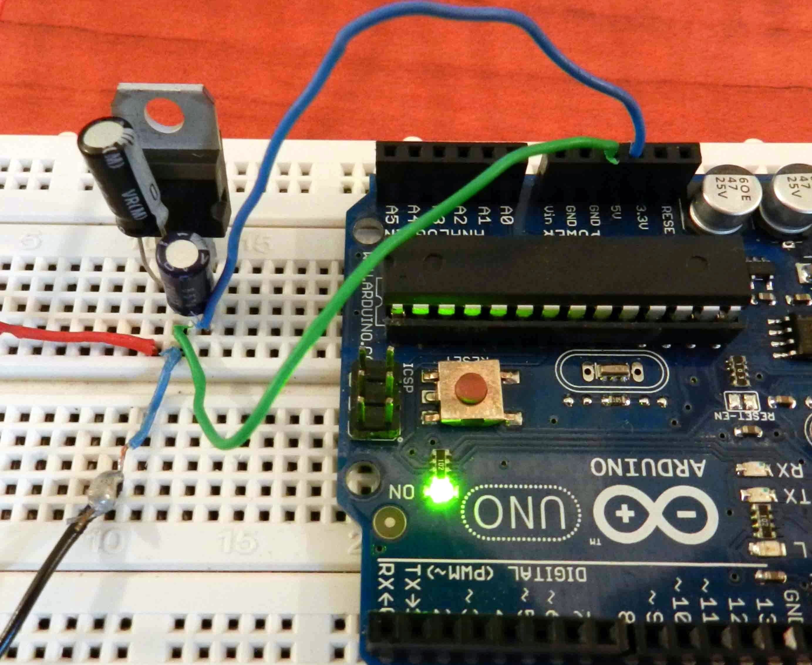 5v from 9v battery using 7805 Voltage regulator IC