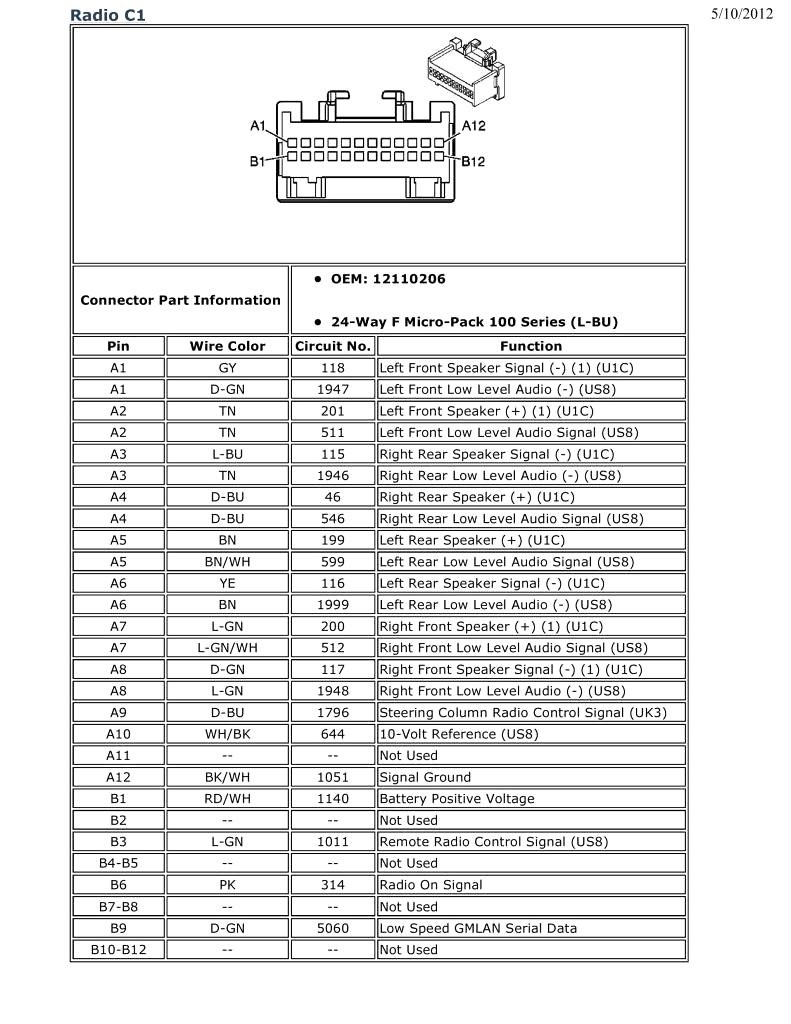 Chevrolet (20082012) Malibu Head Unit Pinout Diagram vlr.eng.br