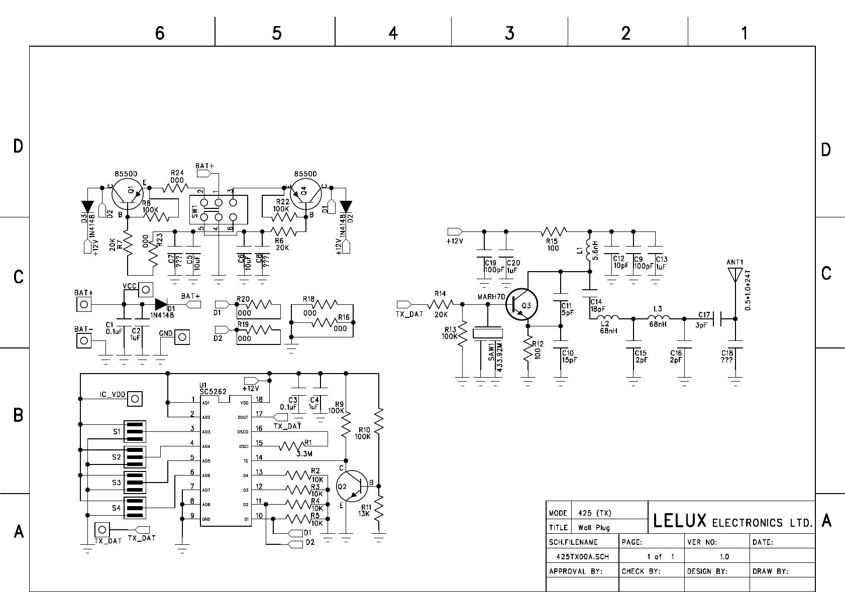 Light Switch Picture Lovely 425t Wireless Light Switch Schematics Wptx00a Lelux Electronics Ltd Light Switch