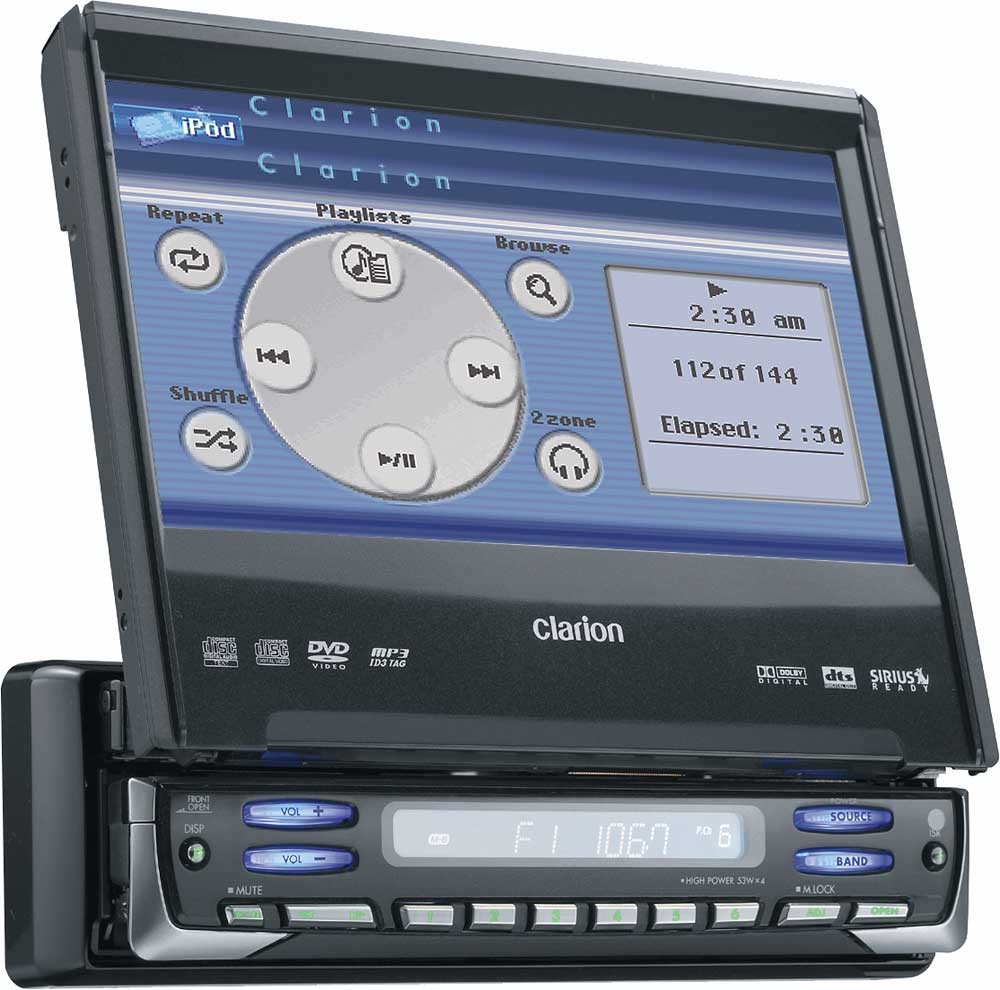 Clarion ProAudio VRX755VD DVD MP3 receiver with 7" LCD monitor at Crutchfield