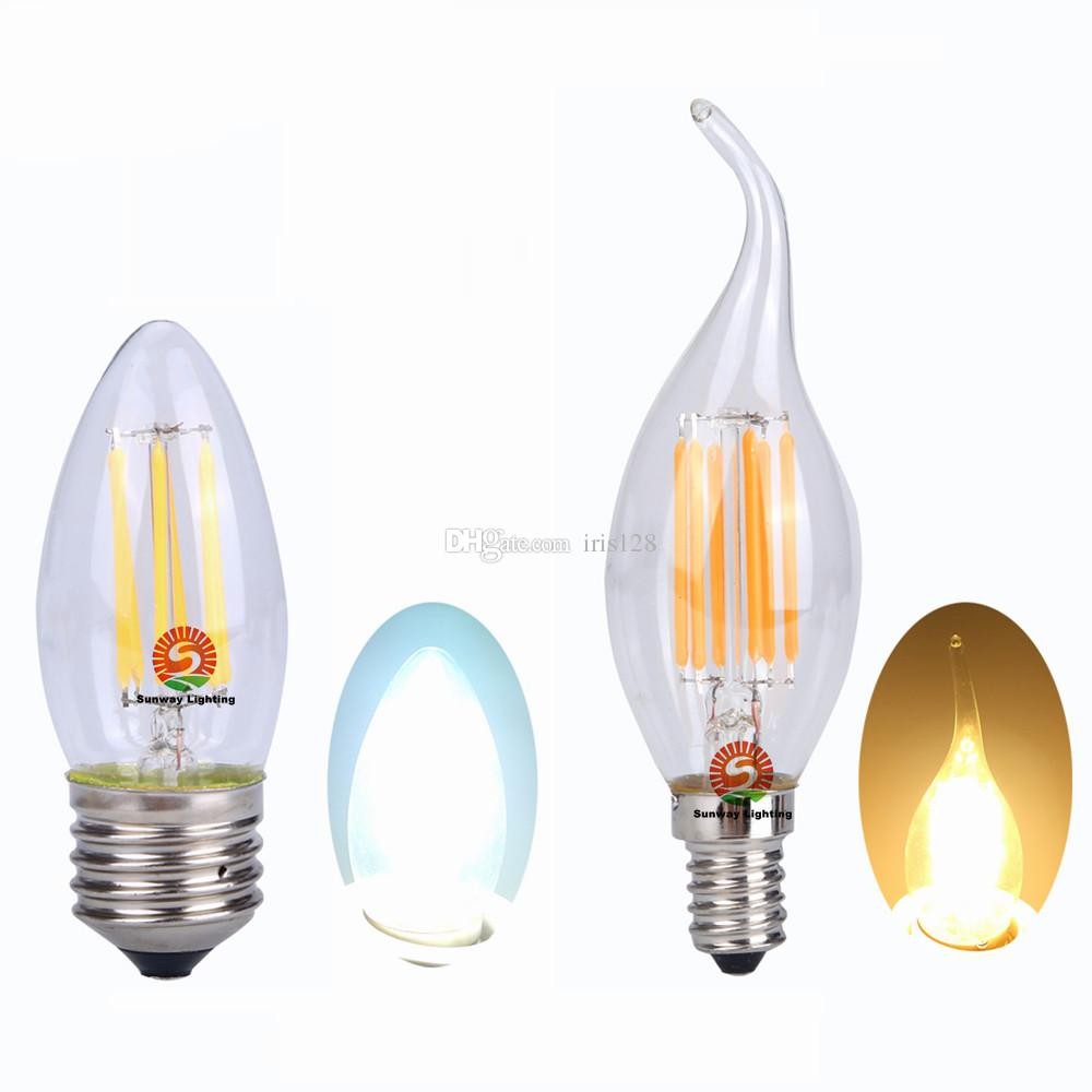 Edison Filament Lights Dimmable Led Candle Bulbs 2w 4w 6w Led Light E14 E12 E27 B22 360 Emitting Candelabra Bulb 110v 220v Led Headlight Bulbs Halogen Light
