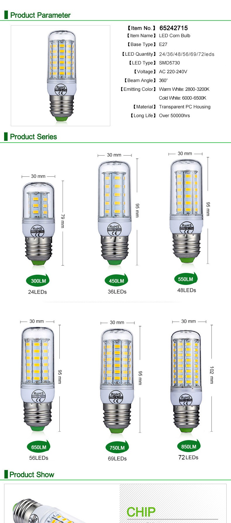 65 led bulb 65 LED light aeProduct