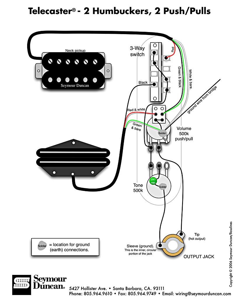 Tele Wiring Diagram 2 humbuckers 2 push pulls