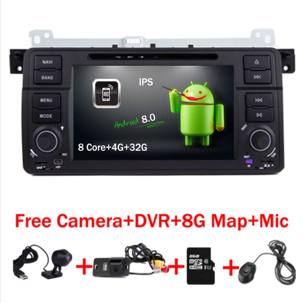 Free Camera DVR Android 8 0 Car DVD Player For BMW E46 M3 Radio Stereo GPS Navigation 8 Core Bluetooth 4GWIFI 4GB RAM 32GB ROM in Car Multimedia Player from