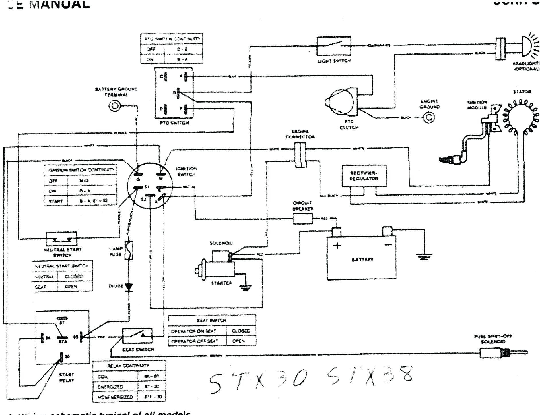 John Deere Wiring Diagrams Stx38 Diagram Free