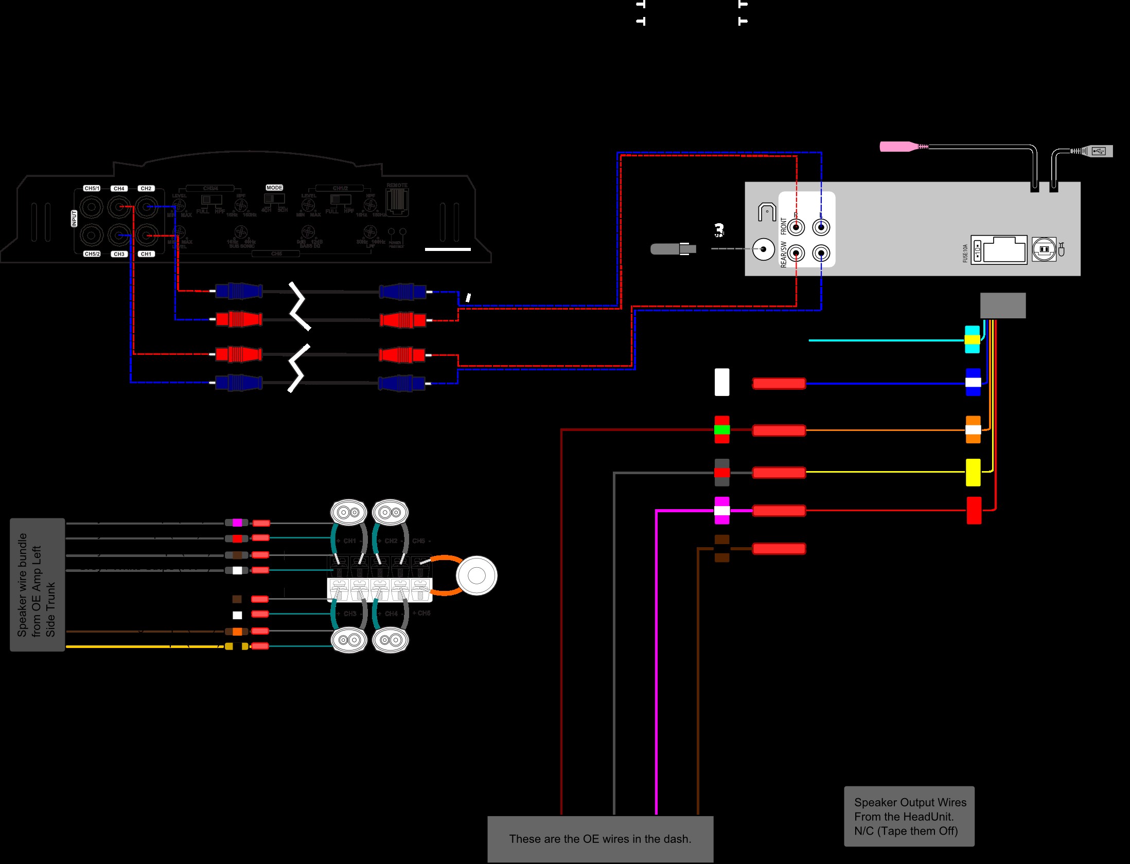 Car audio wiring diagrams jvc stereo diagram color on within auto amplifier for radio simple picture