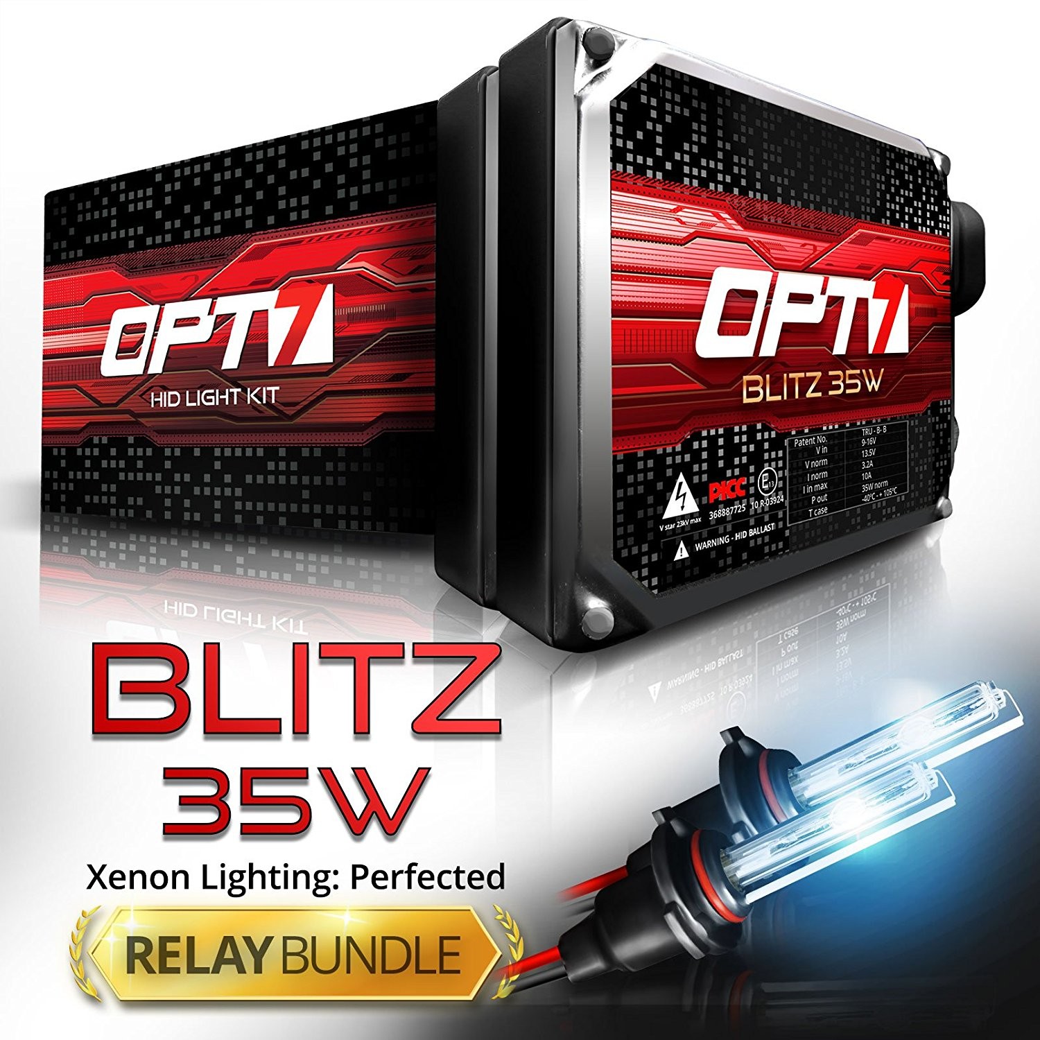 Amazon Blitz 35w 9006 HID Kit Relay Bundle All Bulb Sizes and Colors 2 Yr Warranty [8000K Ice Blue Xenon Light] Automotive