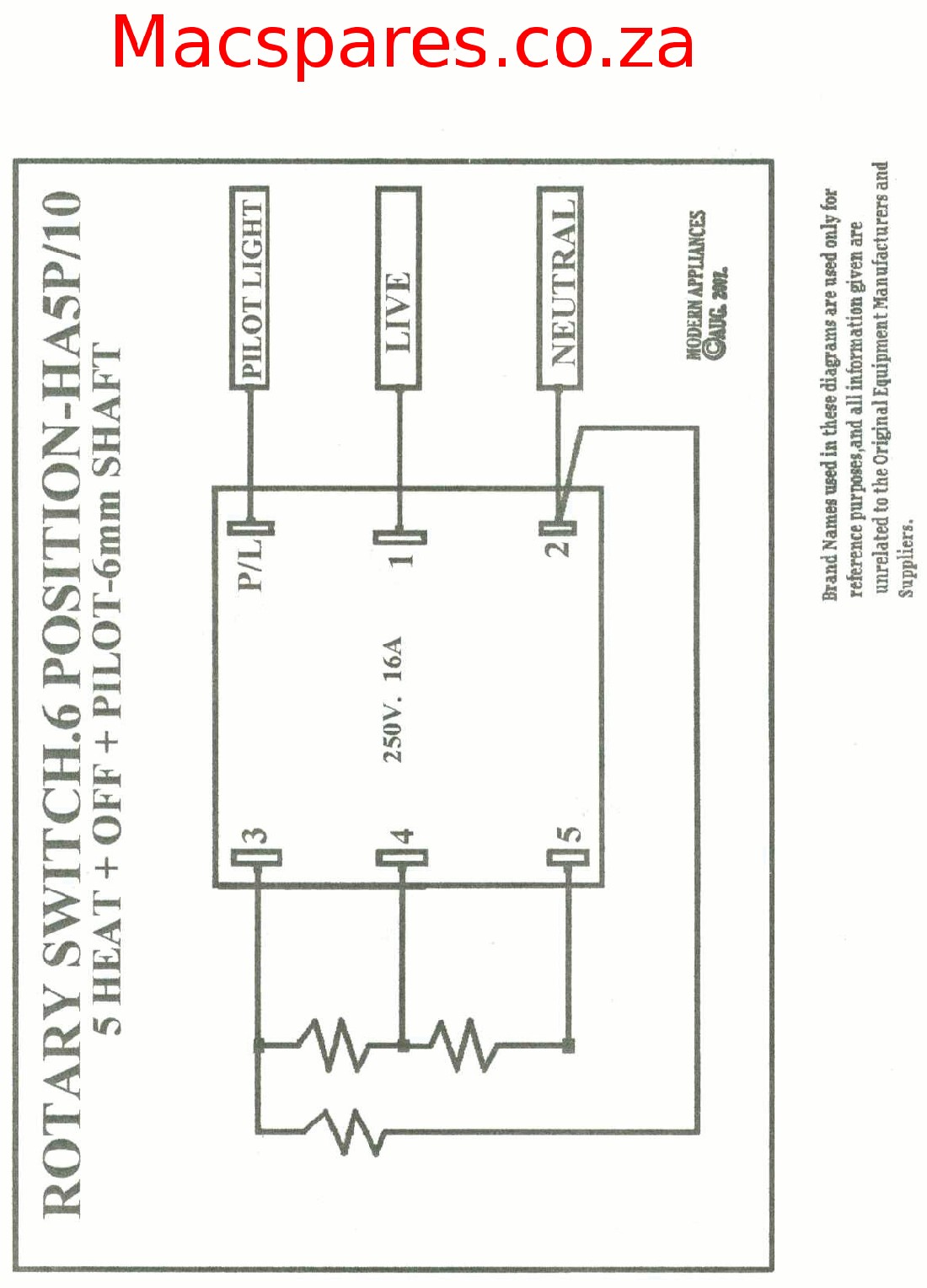 ROTARY SWITCH 6 POSITION HA Stove Wiring Diagram