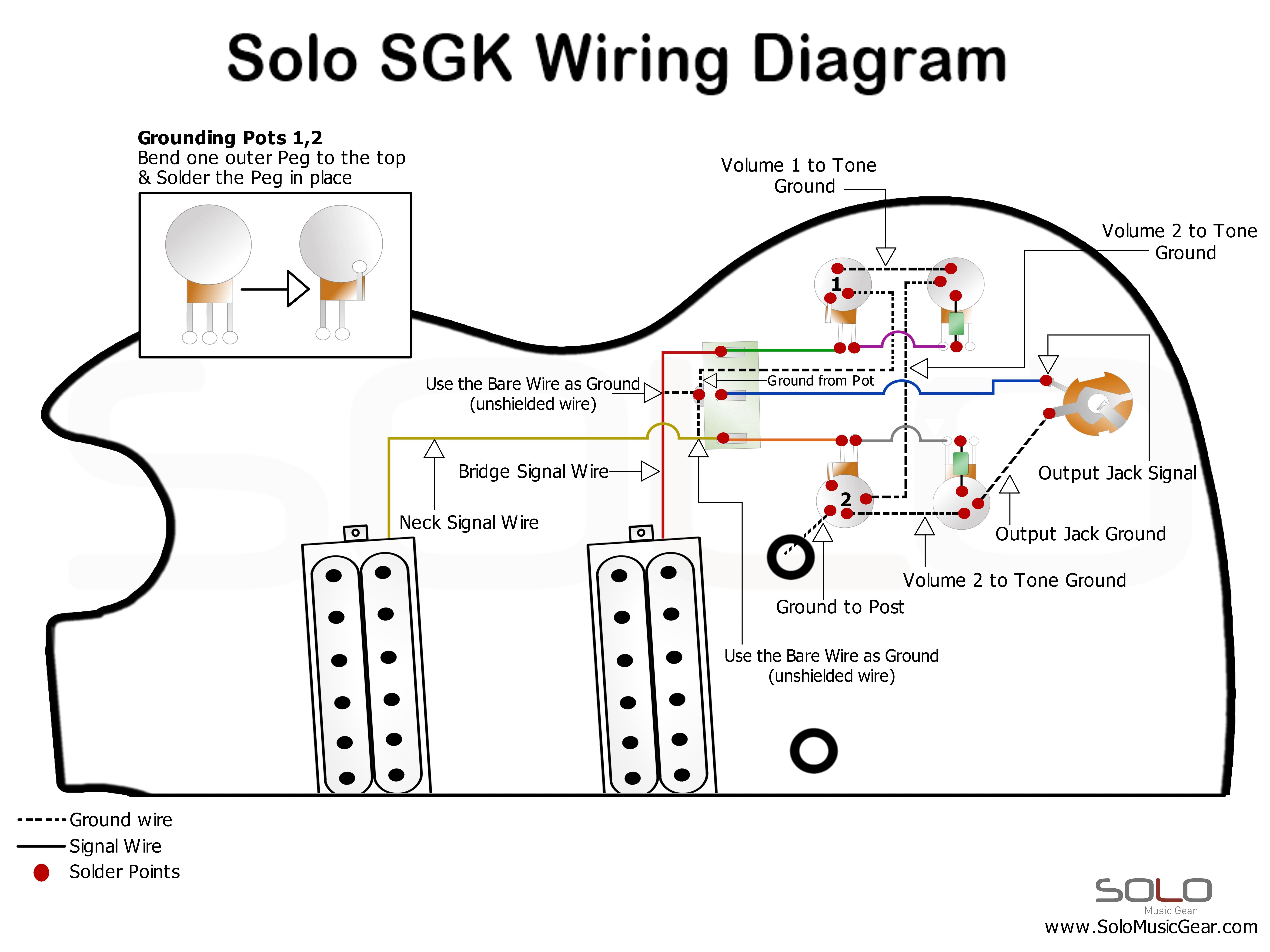 SOLO SG Style DIY Guitar Kit Wiring Diagram omusicgear