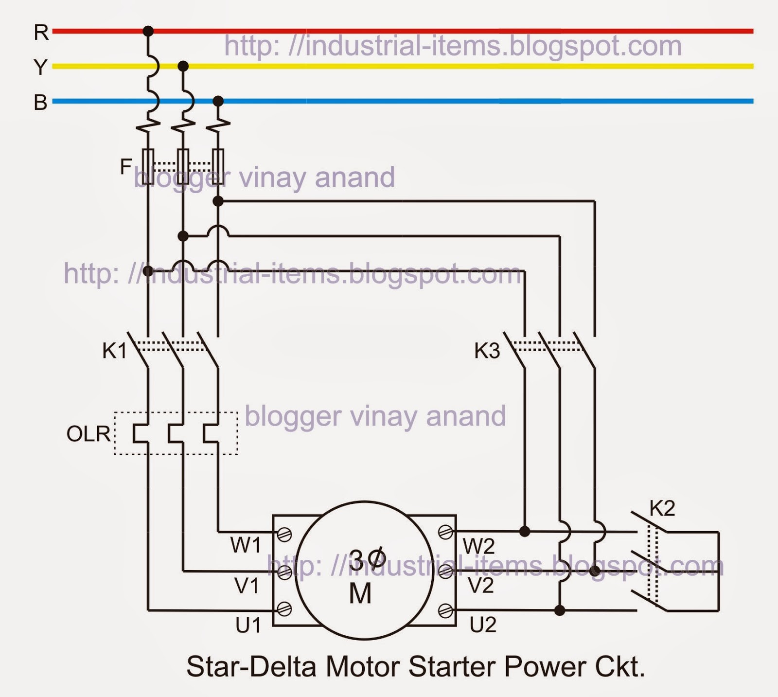 Tutorials Articles Star Delta Starter Theory Power Circuit Phase Induction Motor single phase reversing