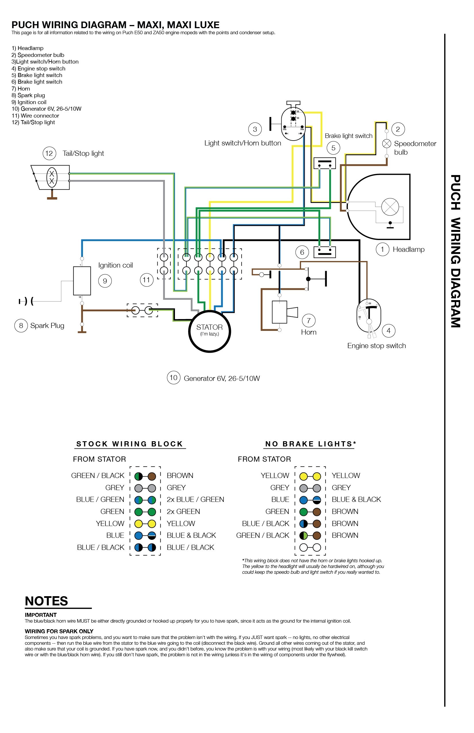 puch moped wiring diagram puch wiring diagram 1978 79 6 wire rh pinterest