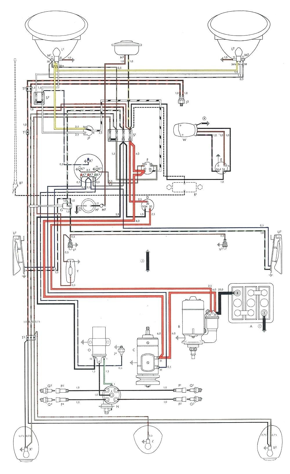 vw beetle 1200 wiring diagram 1958 1959 wire center u2022 rh jamairline co 1973 vw beetle electrical diagram 73 vw bug wiring diagram