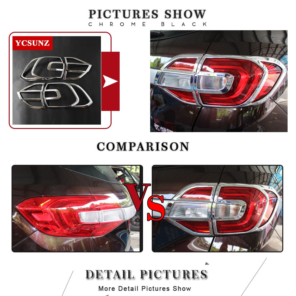 2016 2017 For Ford Everest Accessories ABS Chrome Tail Lights Cover Parts For FORD Everest Endeavour Decorative Parts Ycsunz in Chromium Styling from