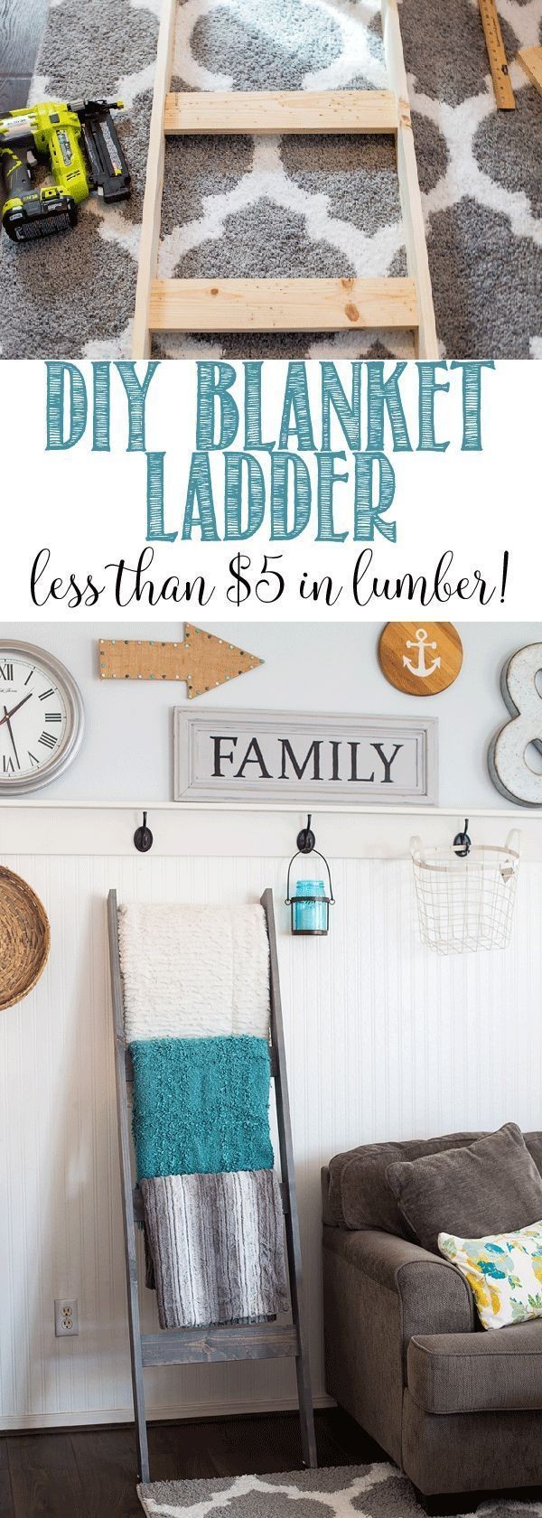 DIY Blanket Ladder for less than $5 in lumber Great step by