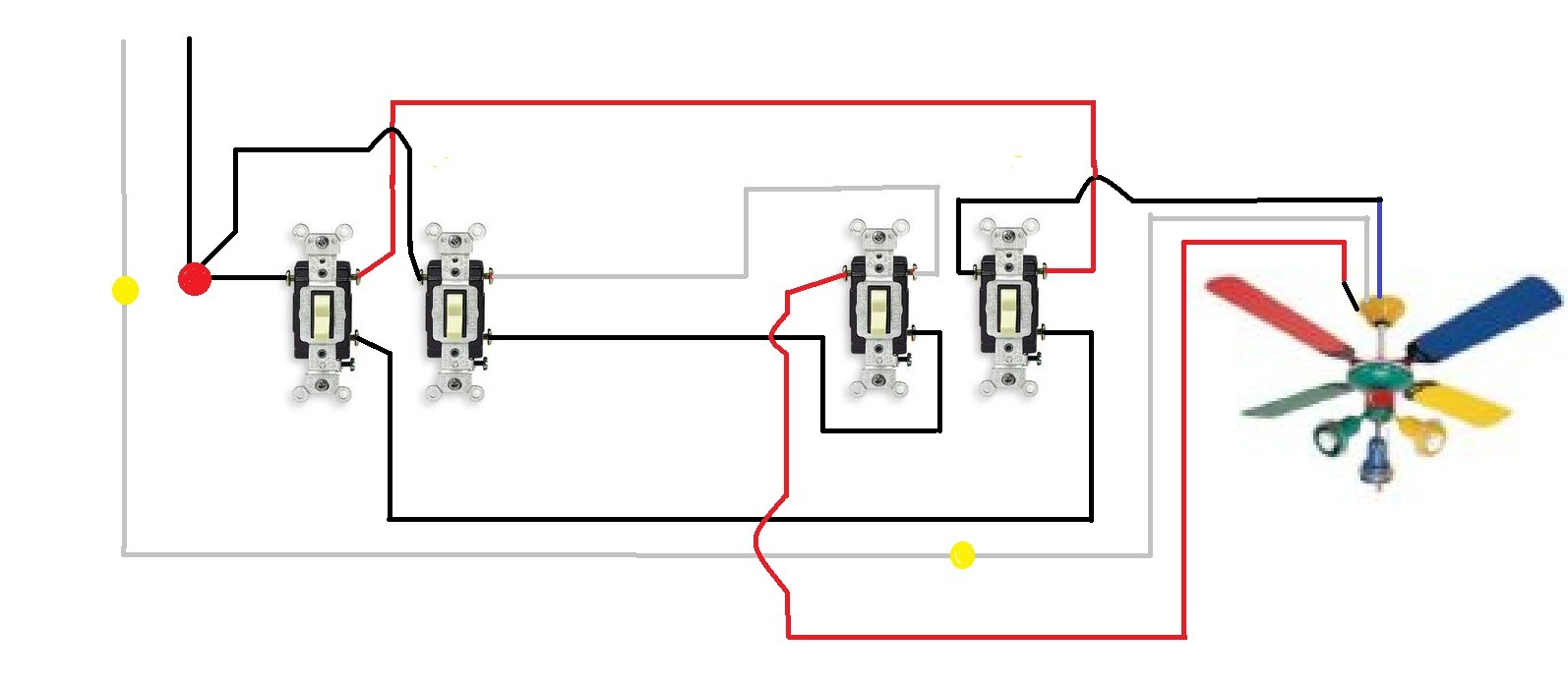 3 Way Switch Wiring Diagram Multiple Lights To Ceiling Fan Light Throughout How Wire A With