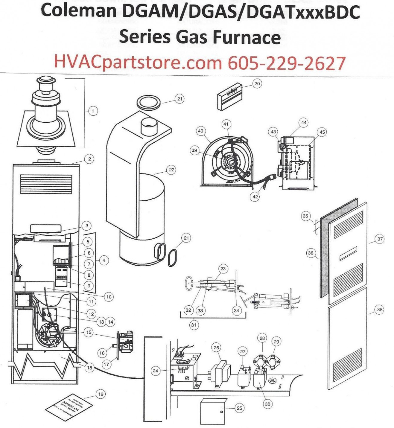 DGAT23BDD Coleman Gas Furnace Parts – HVACpartstore