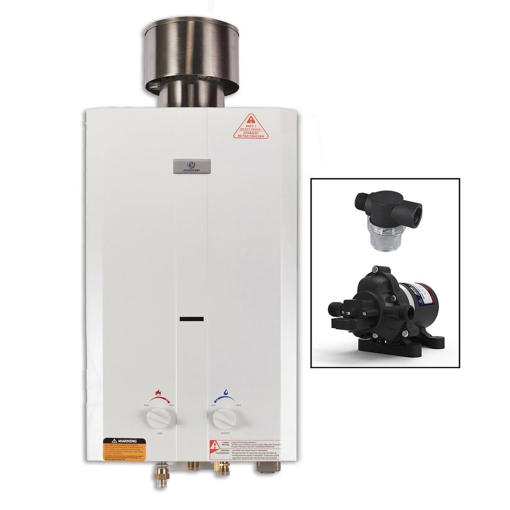 Eccotemp L10 Portable Gas Tankless Water Heater with EccoFlo Pump and Strainer