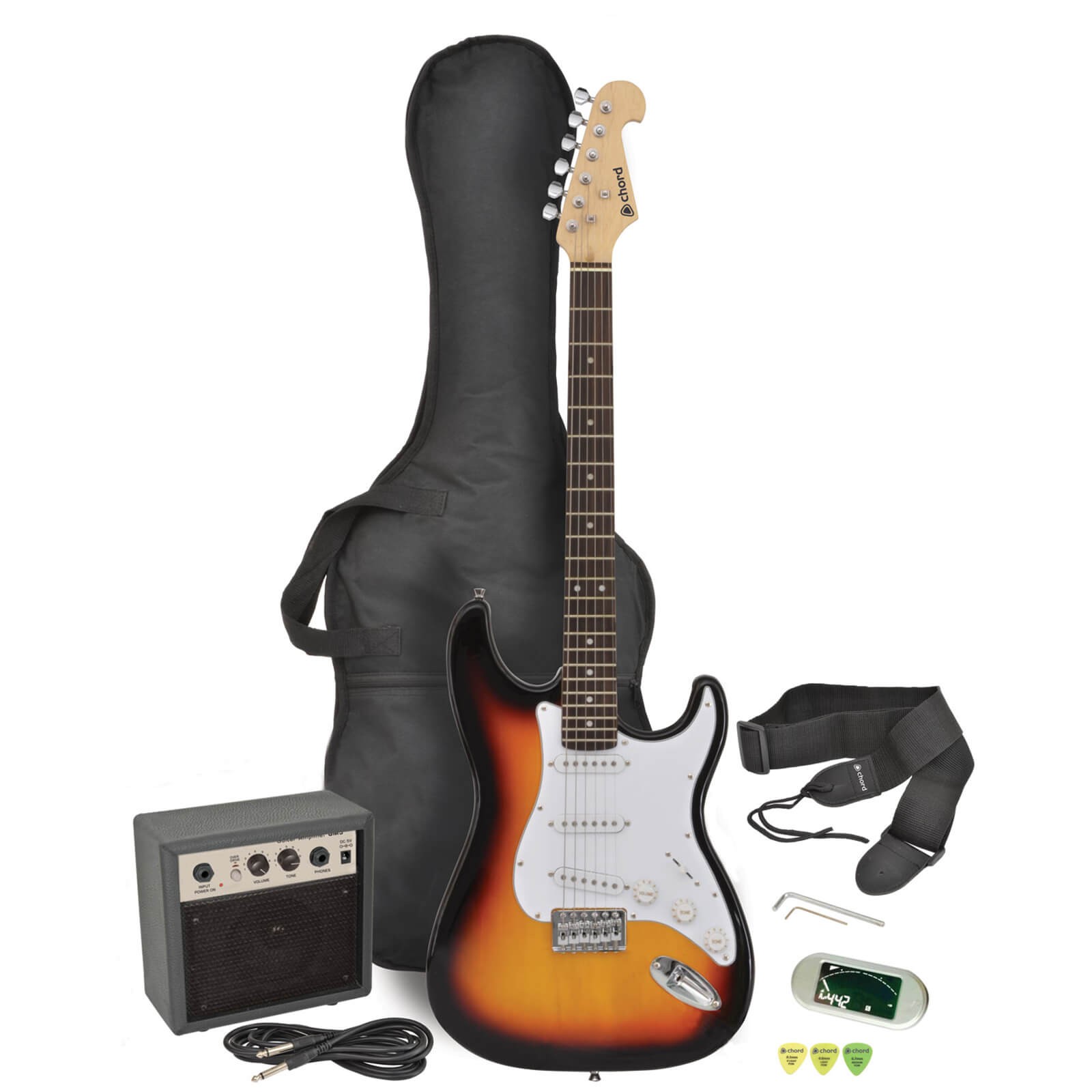 Chord CAL63PK SB Electric Guitar and Amp Bundle 3 Tone Sunburst