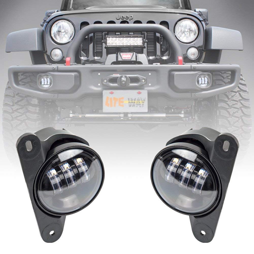 Amazon Liteway Pair 4 Inch 30w Cree Led Fog Lights Projector Driving Light DRL for 10th Anniversary Front Bumper of Jeep Wrangler Jk 07 Front Bumper