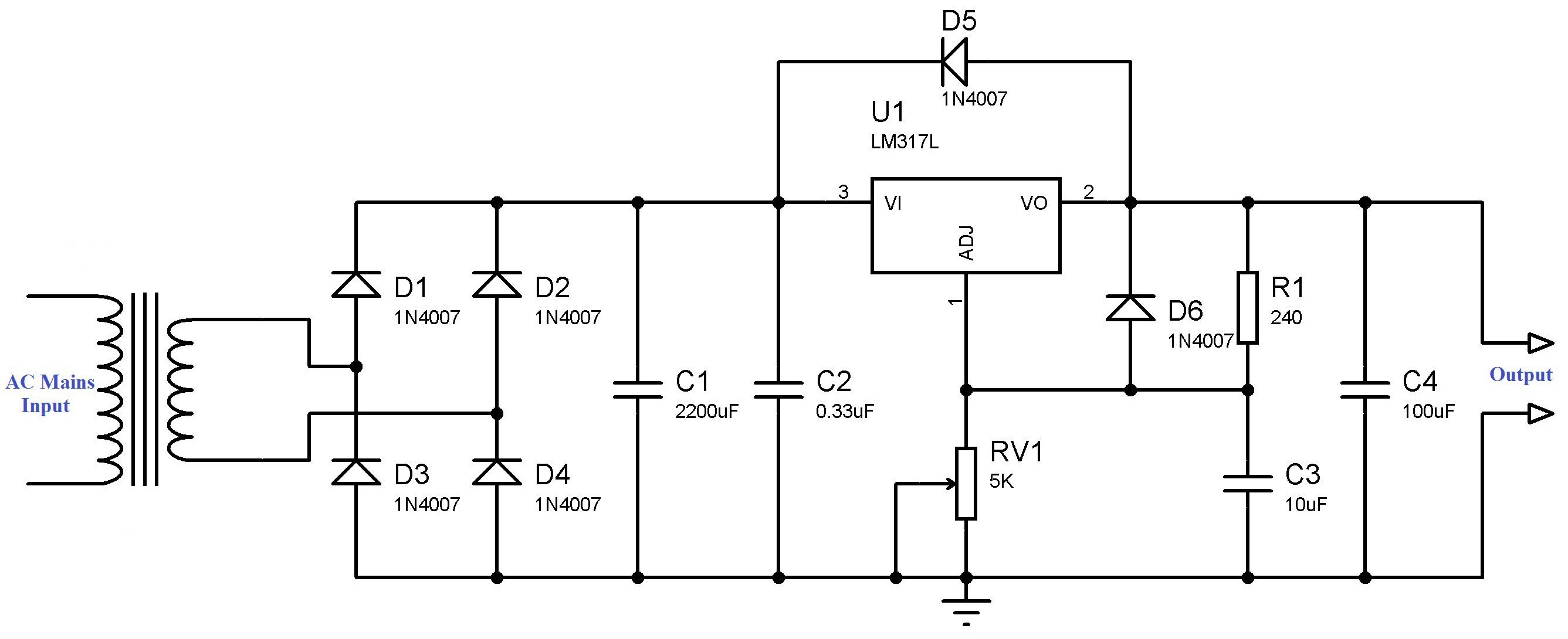 12 Volt Relay Wiring Diagram Fresh Variable Power Supply Using Lm317 Voltage Regulator Plete