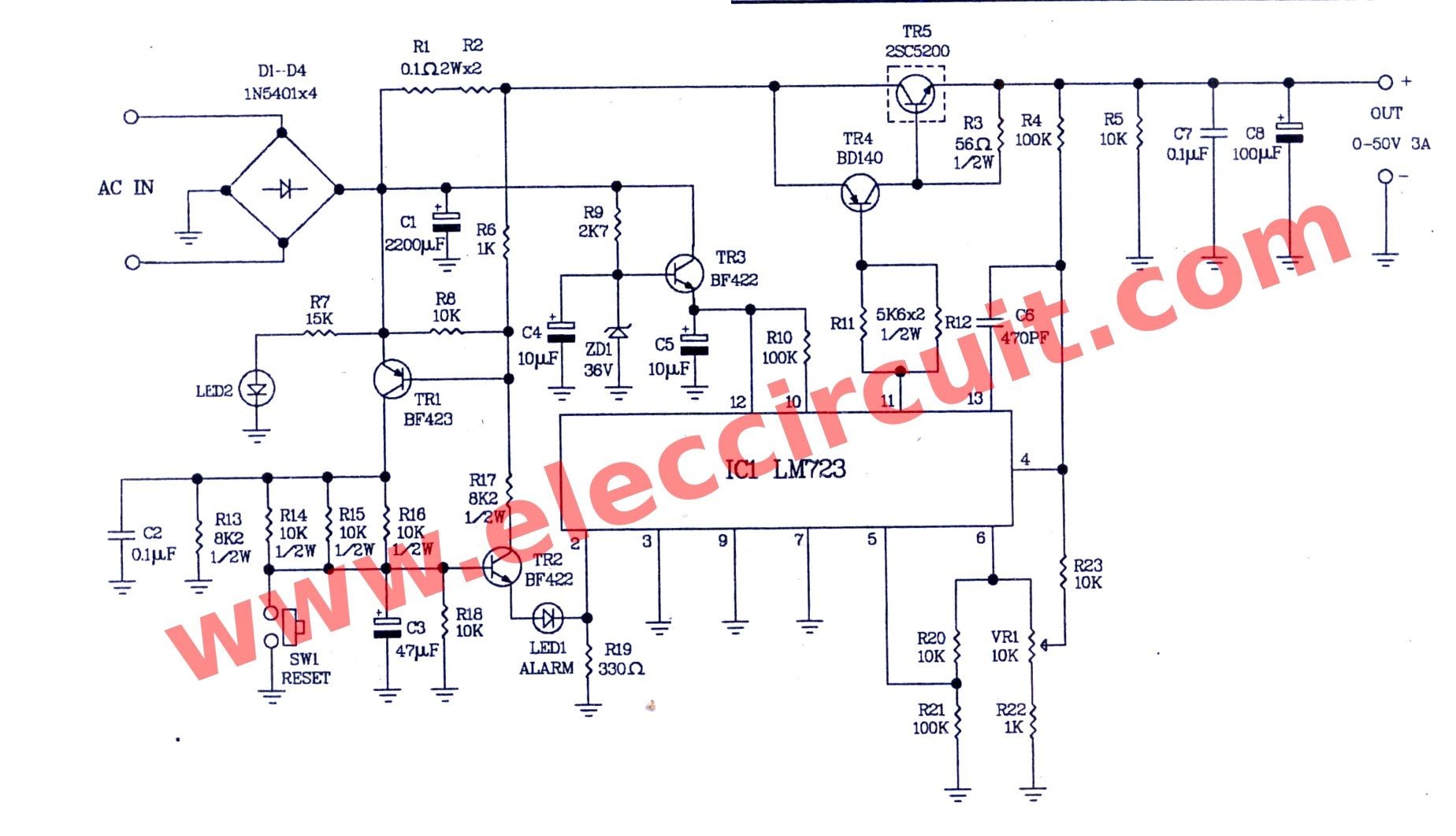ponent 0 50v Variable Power Supply Circuit At 3a 100 Kv High Voltage The Diagram Kit Low Ac Radio Shack Diy Build Dc New Hp Atx Pwm Using Lm317 From