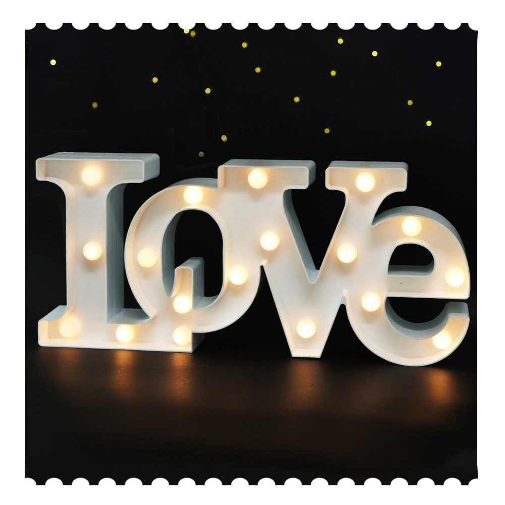 Amazon Bright Zeal 7" Tall LED Love Marquee Sign Letters White 6hr Timer Love Signs Decor Wedding Signs Light Up Letters for Wall Decor