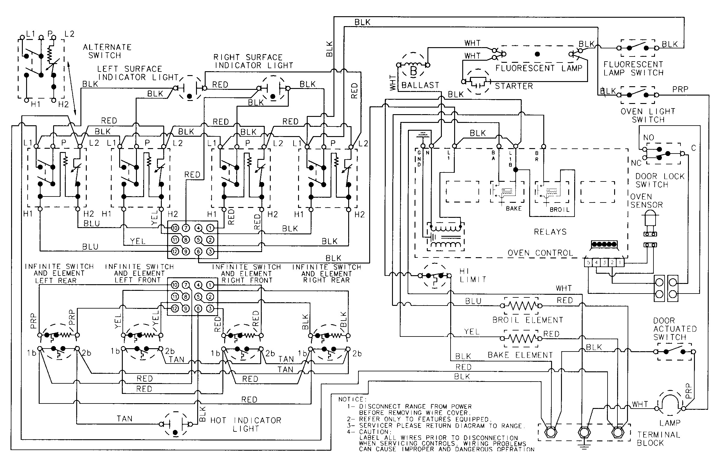 CRE9600 Range Wiring information Parts diagram
