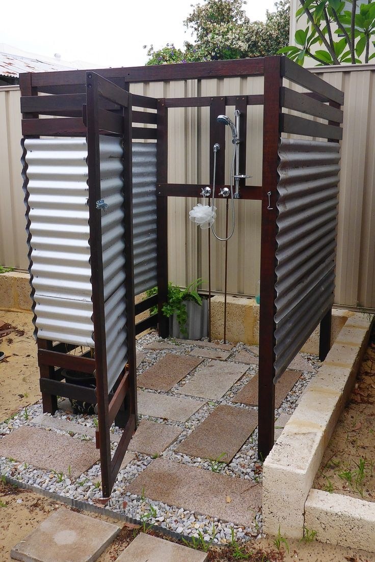 Corrugated Metal Outdoor Shower – Inspirational Exteriors Excellent Design Ideas Outdoor Shower Enclosure