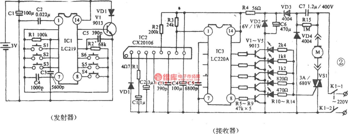 Ceiling Fan Infrared Remote Control Circuit 1 Diagram
