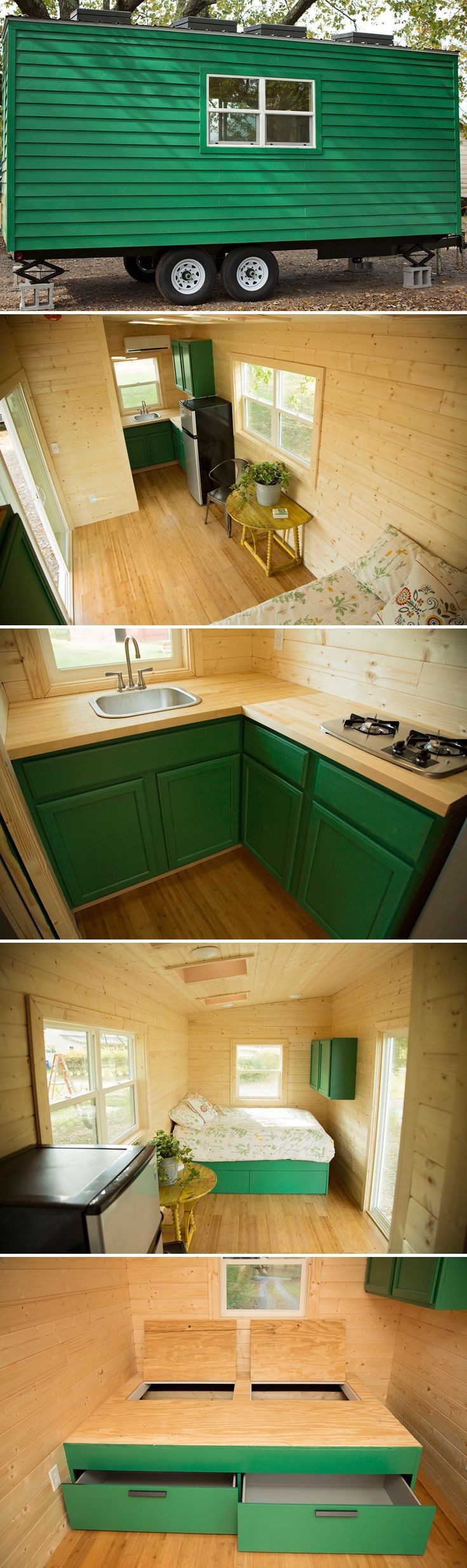 A client designed single level tiny house on wheels built by Perch & Nest and