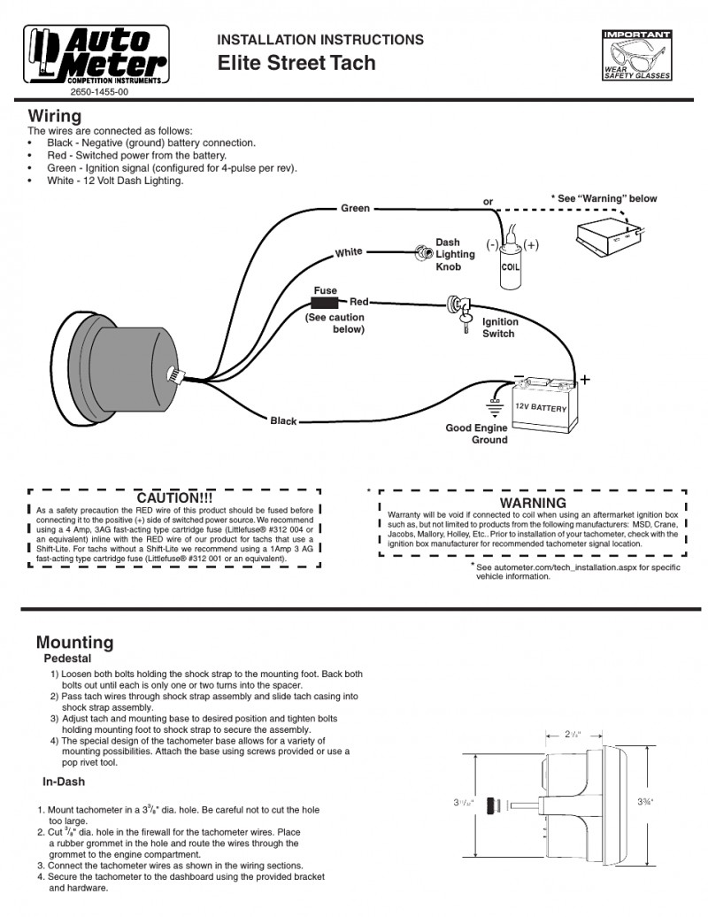 New Wiring Diagram For A Tach Auto Meter Tach Wiring Wiring Diagram